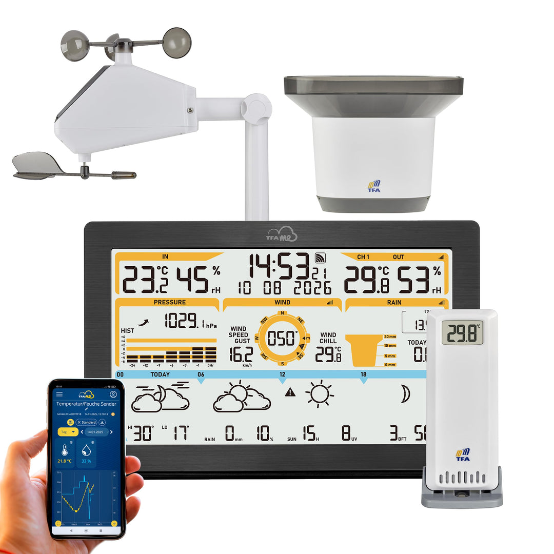 TFA Dostmann WLAN Wetterstation TFA.me ID-05 8-in-1, 35.8106, Profi-Wettervorhersage wetter.com 4 Ta