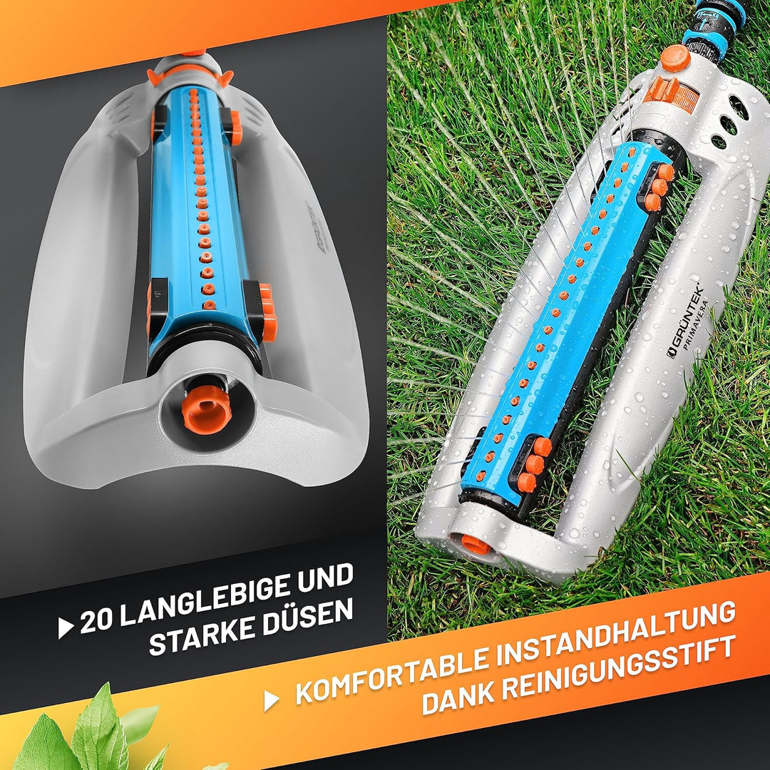 GRÜNTEK Rasensprenger bis 462 m2 für grosse Rasenflächen mit Turbo-Motor, Viereckregner Rasen-Sprink