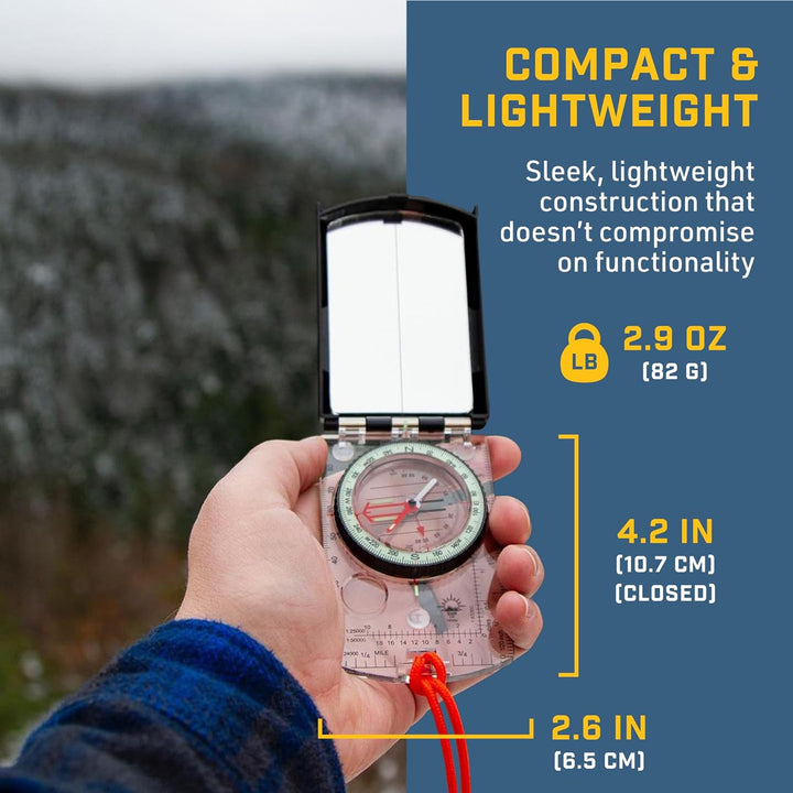 Sun Company Sighting Map Compass mit Einstellbarer Neigung - Handheld Orienteering Baseplate Compass