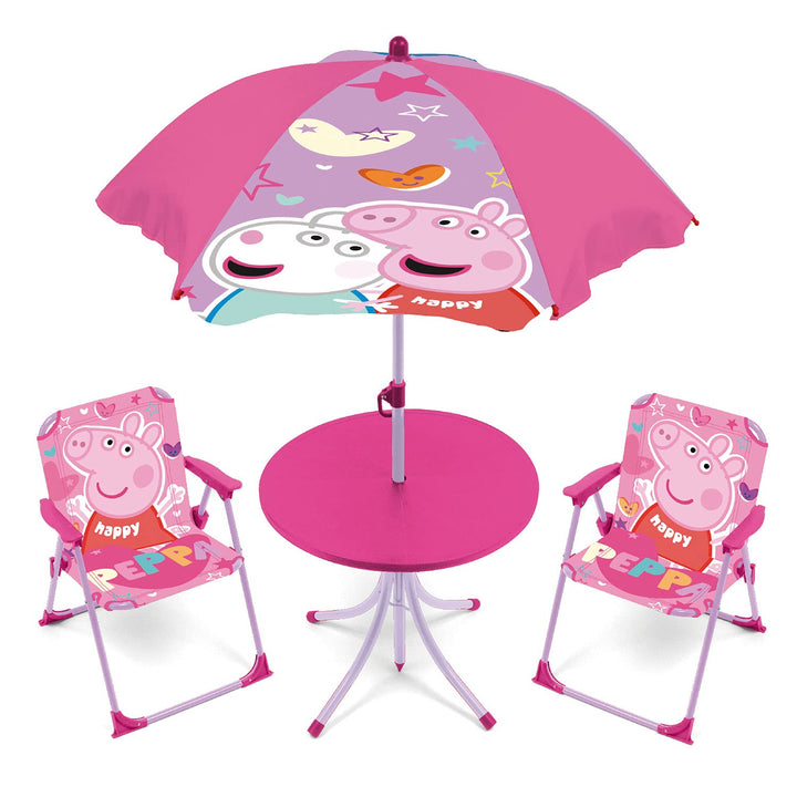 ARDITEX PP14447 Tischset (50 x 50 x 48 cm), 2 Stühle (38 x 32 x 53 cm) und Sonnenschirm (Durchmesser