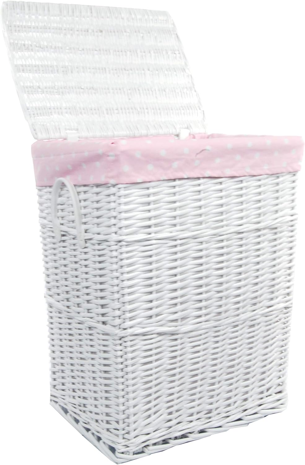 DVier Wäschekorb, Weide weiss rosa 48x36 H.62 22WRt-c