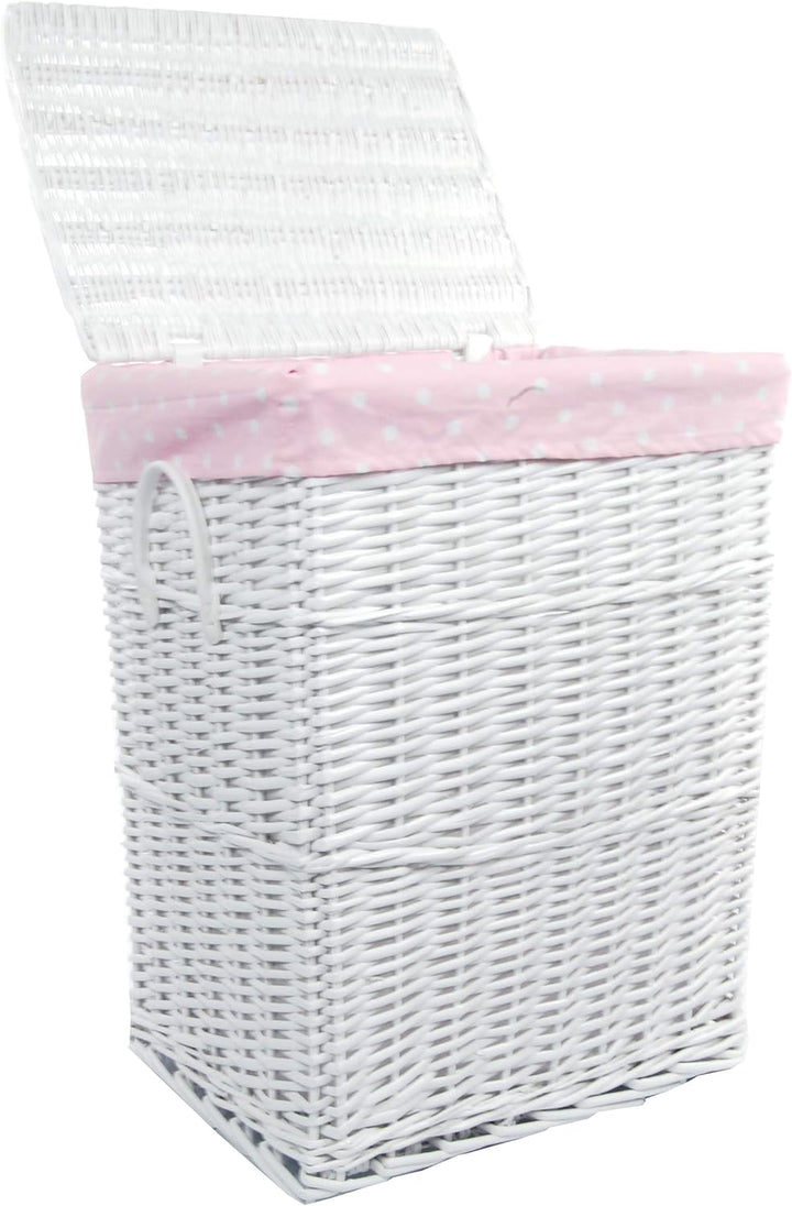 DVier Wäschekorb, Weide weiss rosa 48x36 H.62 22WRt-c