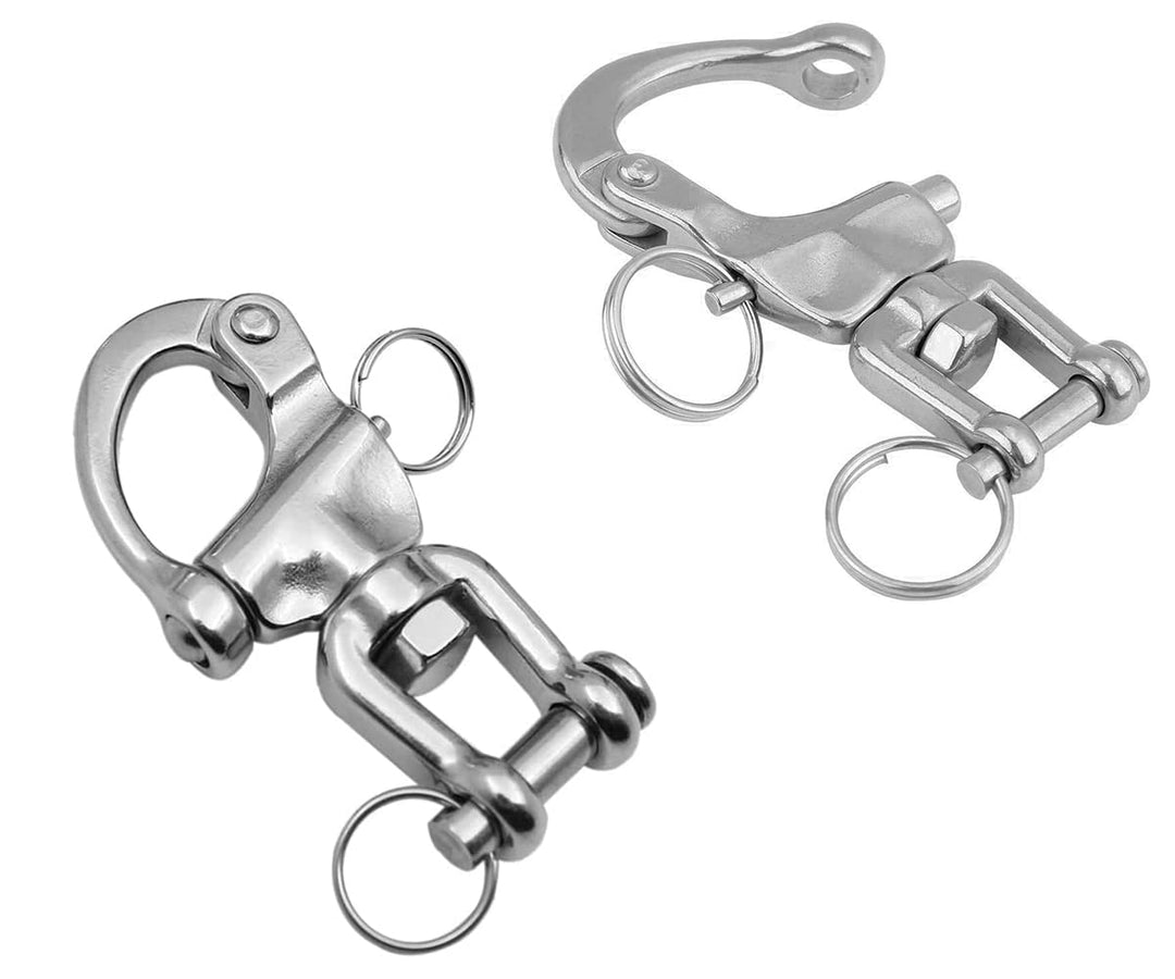 2 Stück Schnappschäkel, Wirbelschäkel, Edelstahl Schnappschäkel, Boot Schnappschäkel, Panikhaken Sch