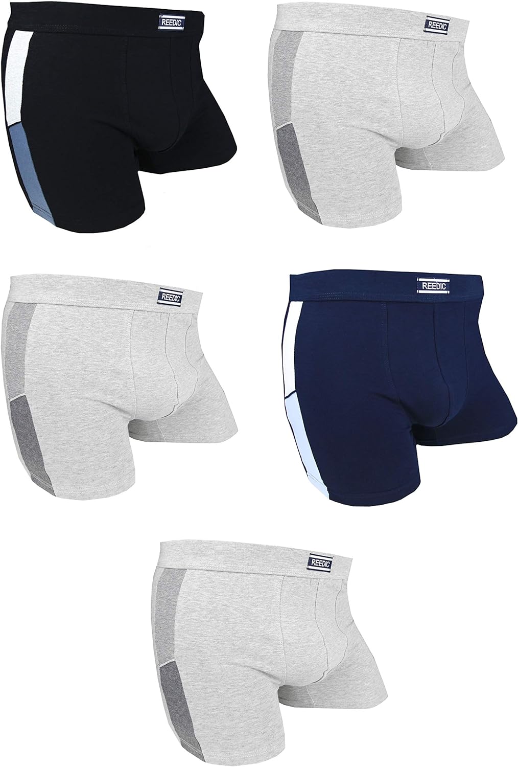 Reedic Herren Boxershorts Baumwolle 5er Pack, Grösse Medium (M), Farbe je 5X Surprise Color Mix