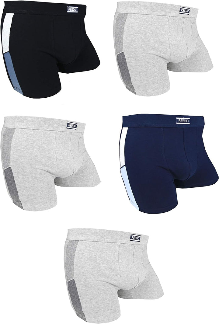 Reedic Herren Boxershorts Baumwolle 5er Pack, Grösse Medium (M), Farbe je 5X Surprise Color Mix