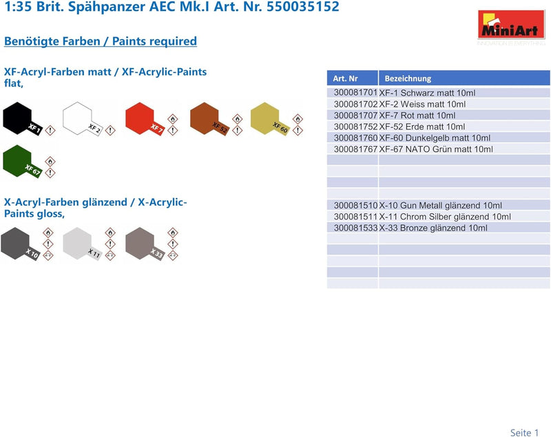 Mini Art 35152 1:35 Brit. Spähpanzer AEC Mk.I-originalgetreue Nachbildung, Modellbau, Plastik Bausat