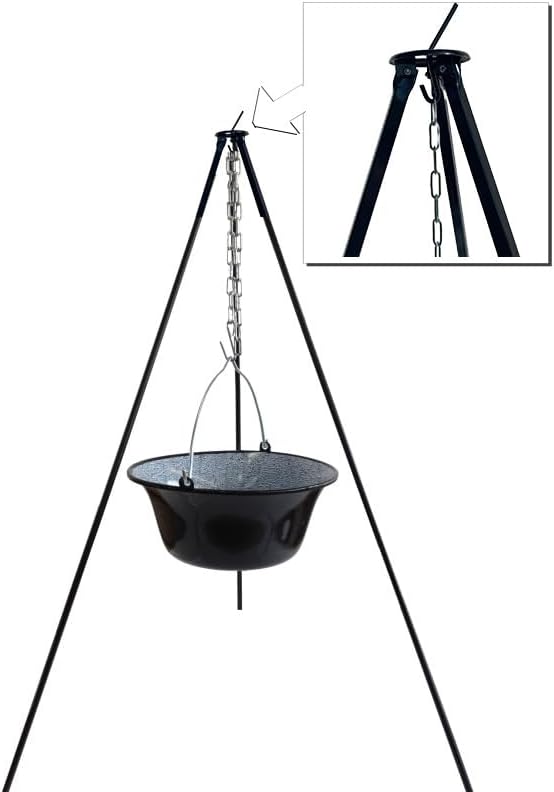 Dreibein mit Topf 8 Liter Outdoor Kochen Gulaschkessel Glühweintopf 8 Liter Topf, 8 Liter Topf