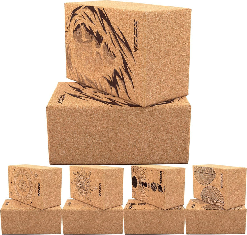 RDX Yoga Cork Block Set, High Density Eva Schaumstoff Rutschfester Blöcke, Leichtes Yogaklotz für Kö