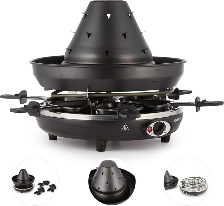 Klarstein Taste Volcano - Raclette, Tischgrill, Elektrogrill, Tartarenhut, 1500 Watt, stufenlos rege