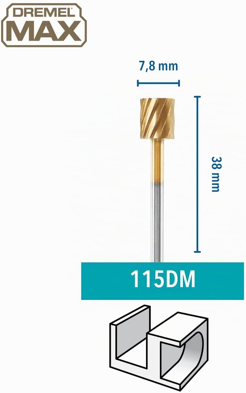 Dremel MAX Hochgeschwindigkeits-Fräsmesser (115DM) 2 Hochgeschwindigkeits-Fräsmesser mit Titanbeschi