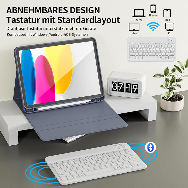 Hülle mit Tastatur für iPad 11 Generation (A16) 11 Zoll 2025/10 Generation 10.9 Zoll 2022, Mit Magne
