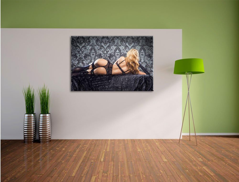 Pixxprint schöne Frau in sexy Dessous als Leinwandbild/Grösse: 100x70 cm/Wandbild/Kunstdruck/fertig