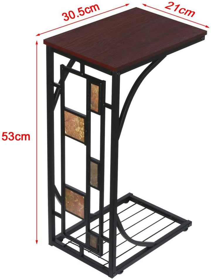 Yaheetech Beistelltisch Stabiler Couchtisch C- Form Kaffeetisch Teetisch Industrial Design Wohnzimme