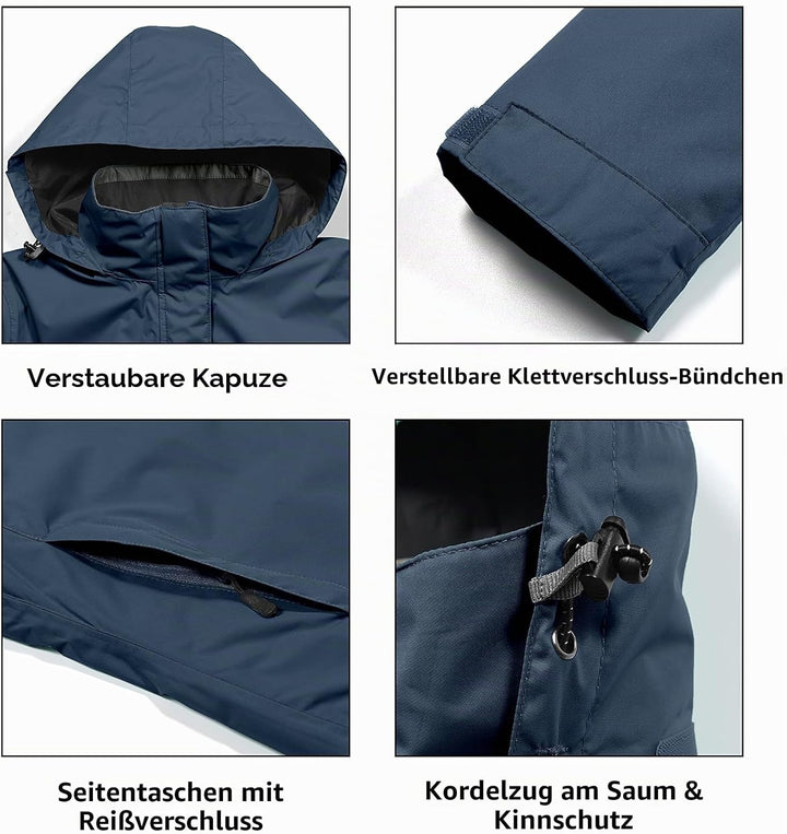 Little Donkey Andy Damen wasserdichte Regenjacke Leichte atmungsaktivem Regenjacke für Outdoor-Windb