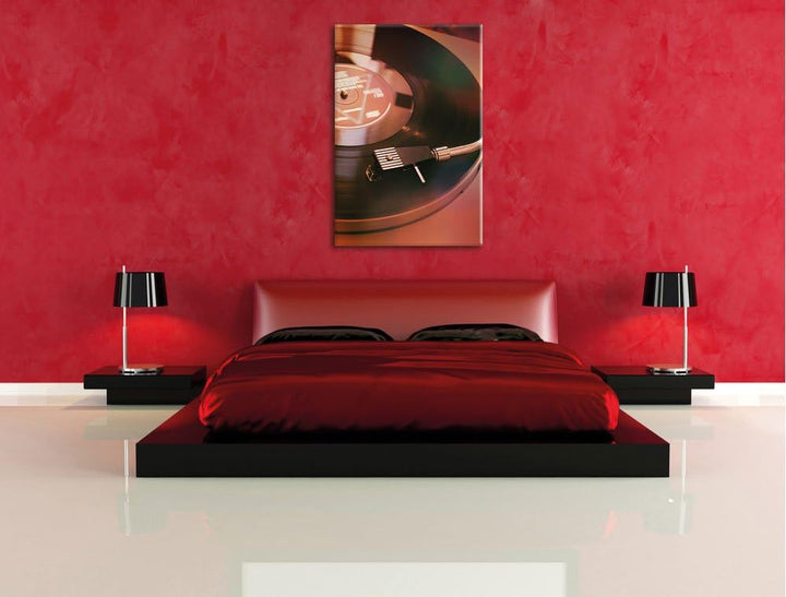 Pixxprint Schallplatte, Format: 100x70 auf Leinwand, XXL riesige Bilder fertig gerahmt mit Keilrahme