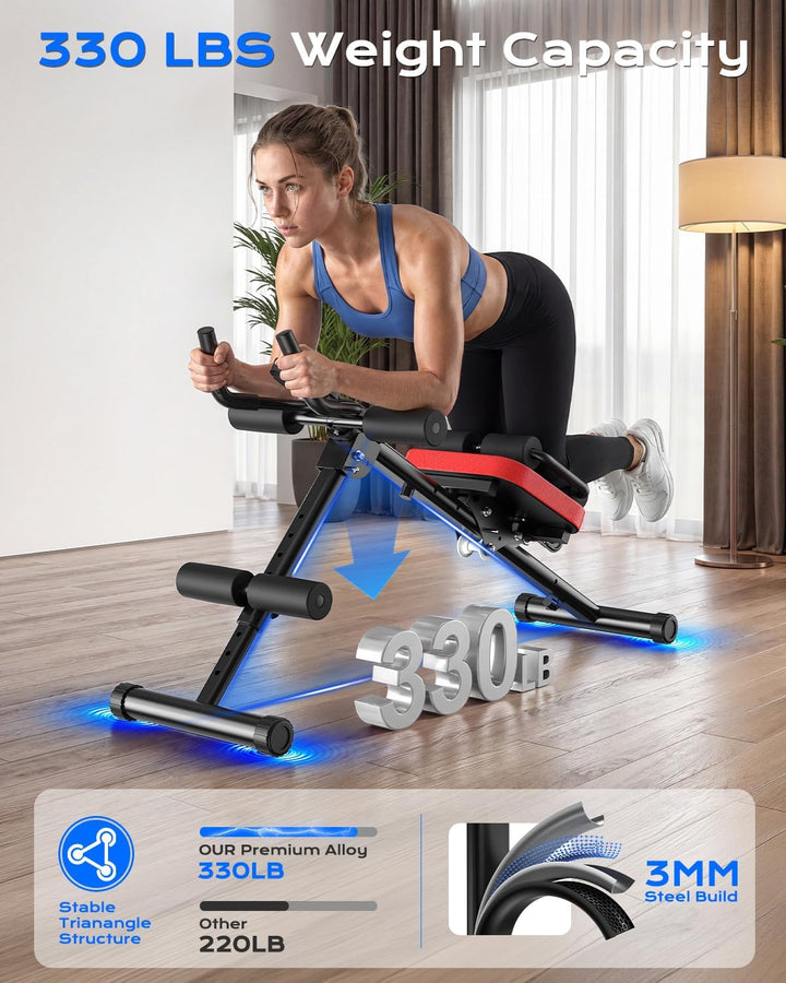 Dskeuzeew Bauchtrainer verstellbarer Bauchmuskeltrainer für Heim-Fitnessstudio mit LCD-Display und A