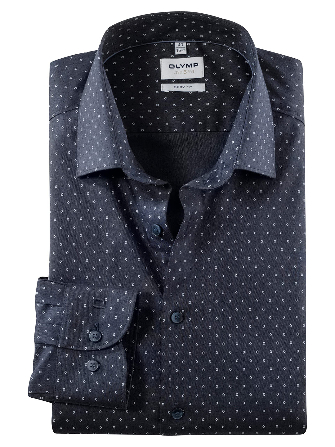 OLYMP Herren Businesshemd Level Five,Rotationsdruck,Body fit,New York Kent-2 38 Dunkelblau, 38 Dunke
