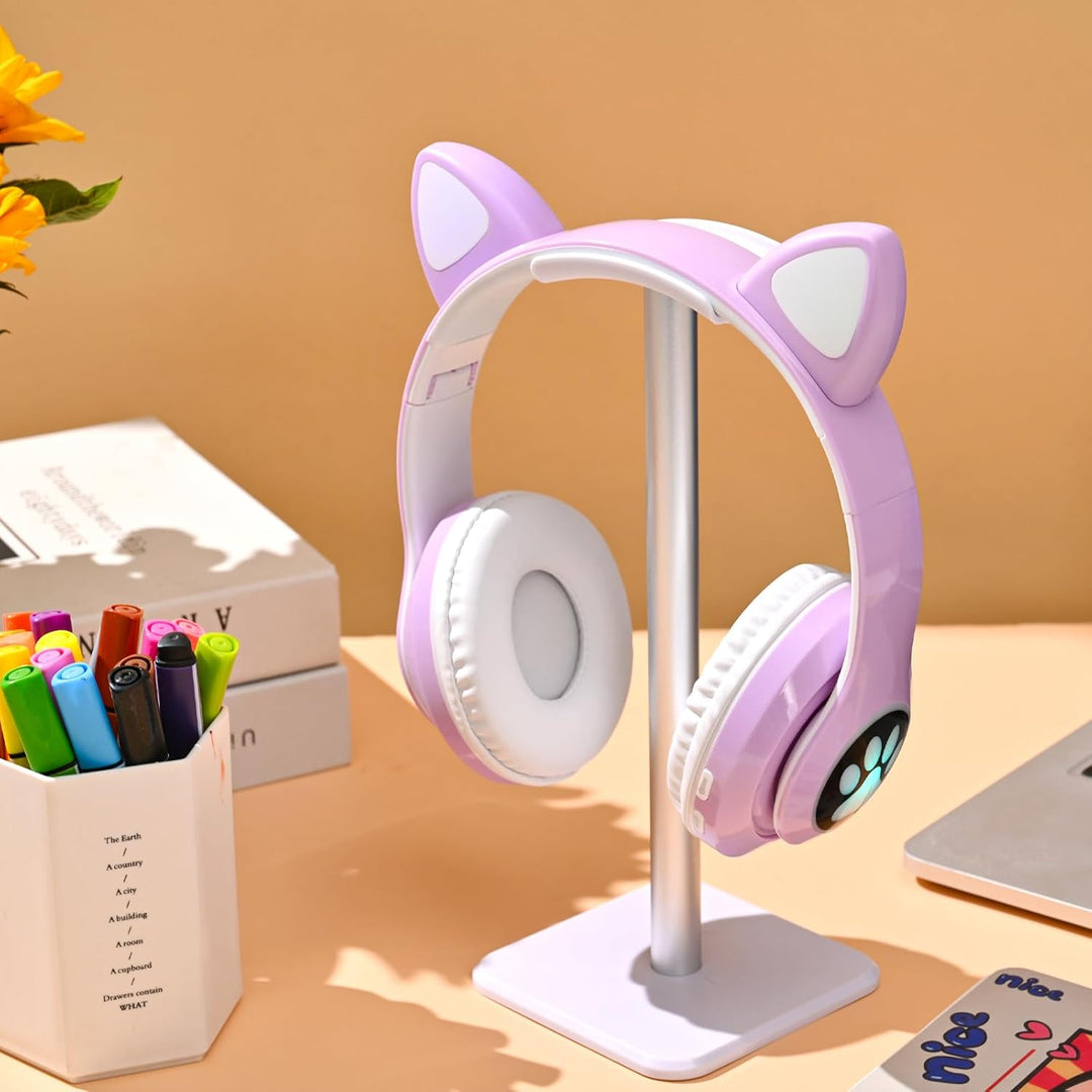 Bluetooth kopfhörer Kinder,Mädchen Katzenohr Kopfhörer Over-Ear mit LED-licht Faltbare Stereo Kopfhö