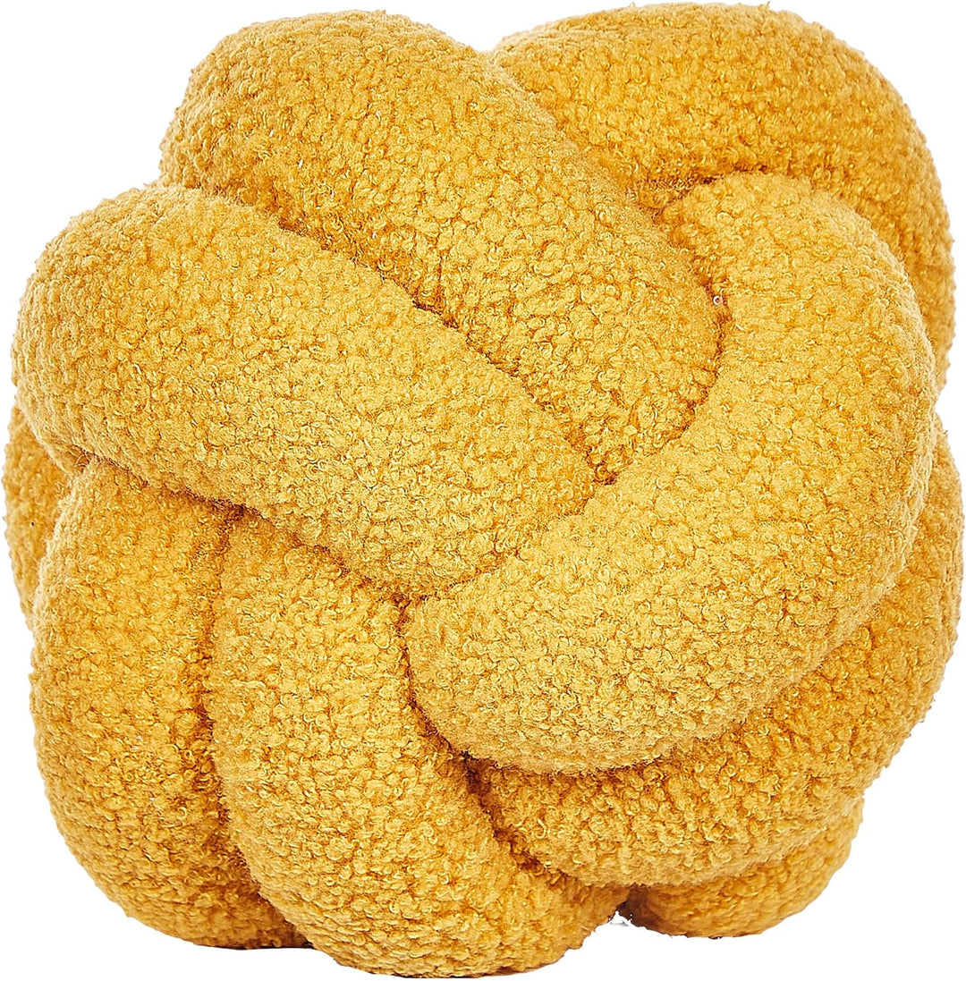 Set aus 2 modernen Boucle Deko Knoten Kissen Gelb 19 x 19 cm Malni