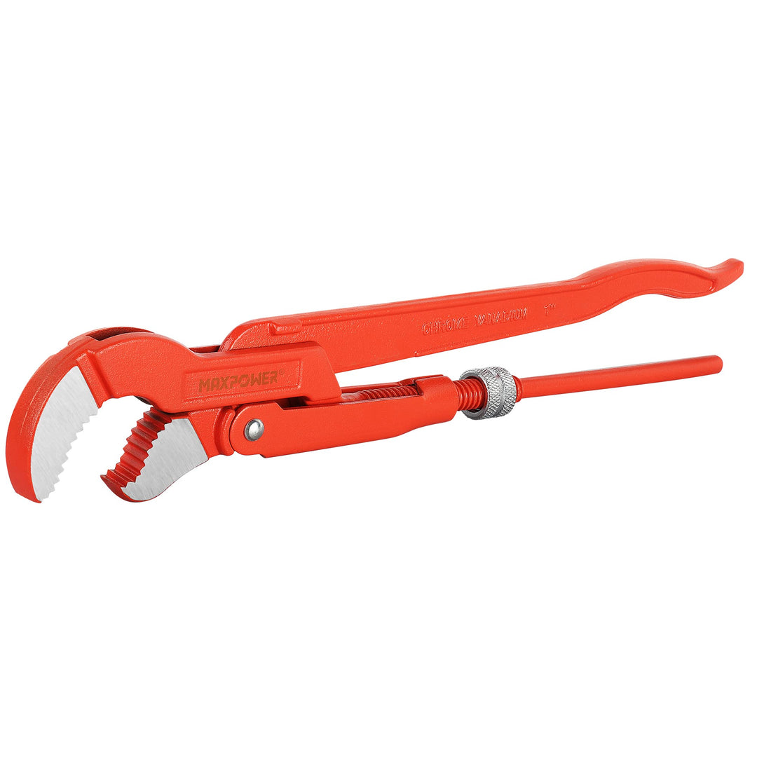 MAXPOWER Abgewinkelte Eck-Rohrzange 1 Zoll S-Maul Wasserrohrzange 330mm S-förmige Backe x 30,5 cm Lä