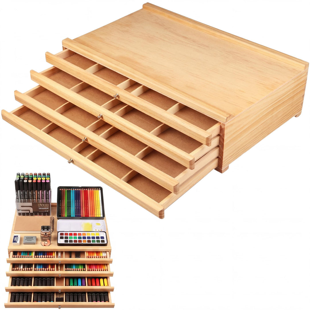 4 Schublade Holz Künstler Supply Aufbewahrungsbox: Schubladenbox Holz Zeichenutensilien Organizer 40