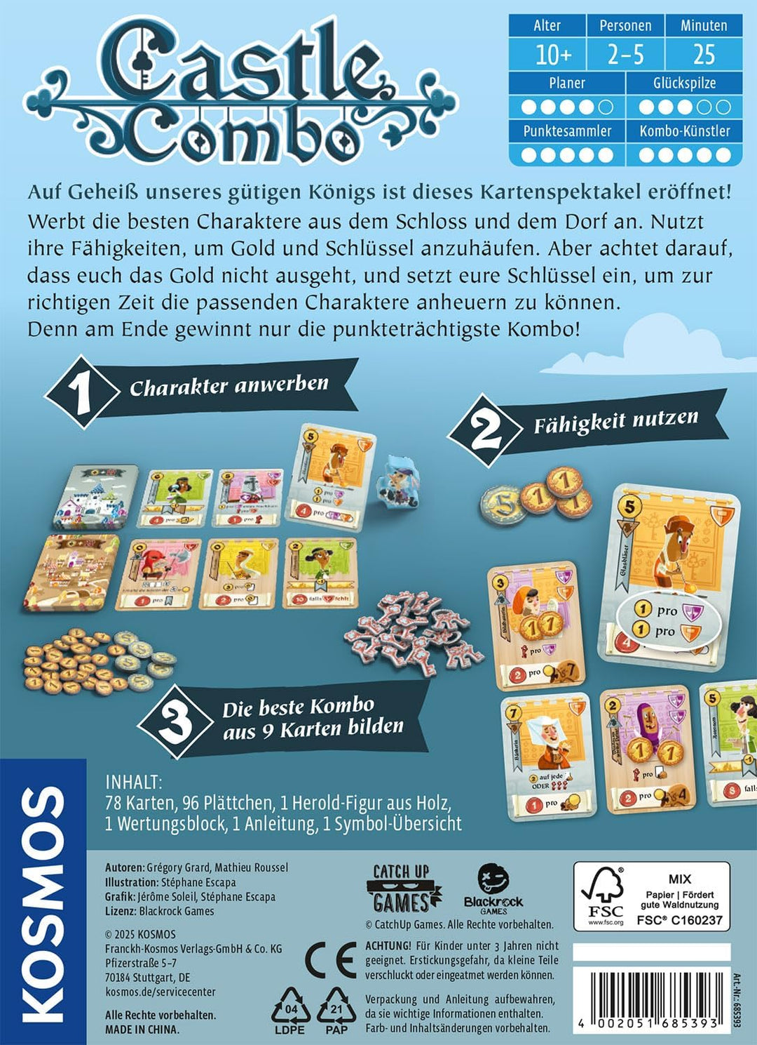 Kosmos 685393 Castle Combo, Deutsche Ausgabe, Kartenspiel für 2-5 Personen ab 10 Jahren, Taktisches