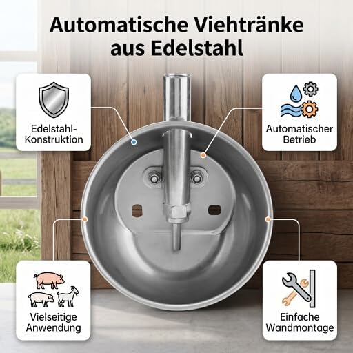 HEEPDD Schwein Tränke Napf,Automatische Tränke für Nutztiere Edelstahl Wassertrinknapf für Schweine,