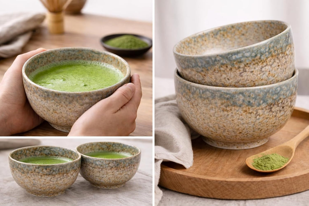 Matcha Bowl aus Porzellan – Made in Japan – 400 ml – Japanische Matcha Schale für Tee – Tee-Becher,