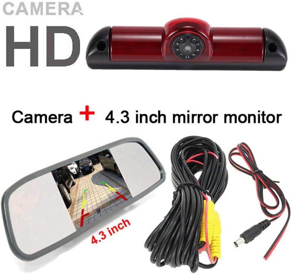 【4.3'' Rückspiegel Monitor + Rückfahrkamera Transporter】im 3. Bremsleuchte HD Rückfahrkamera für FIA