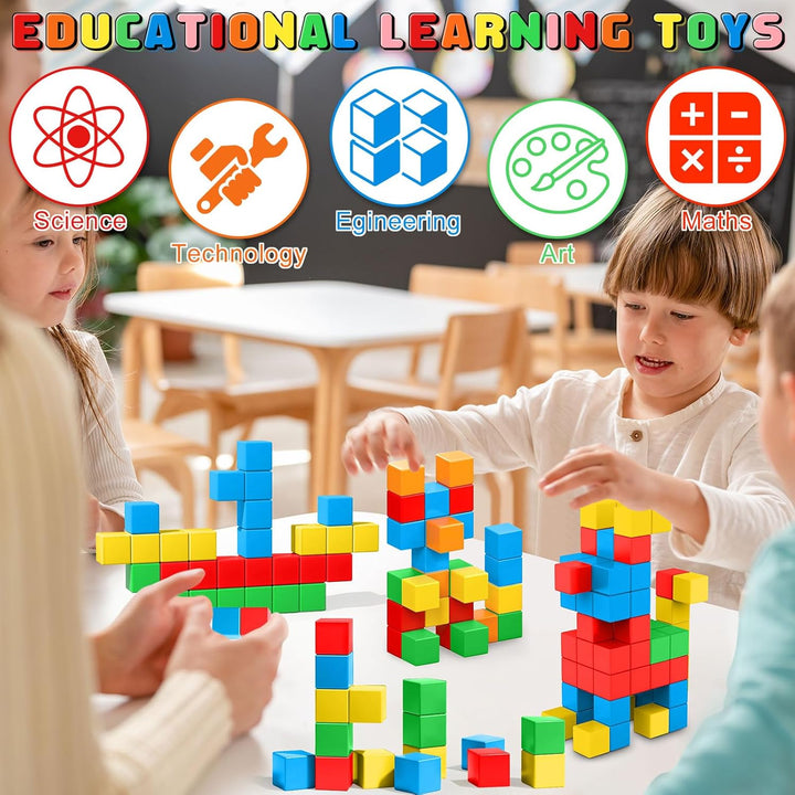 AQXONG 64Pcs Magnetische Bausteine Spielzeug, Magnetisches Bauspielzeug, Puzzle Baustein Spielzeug,