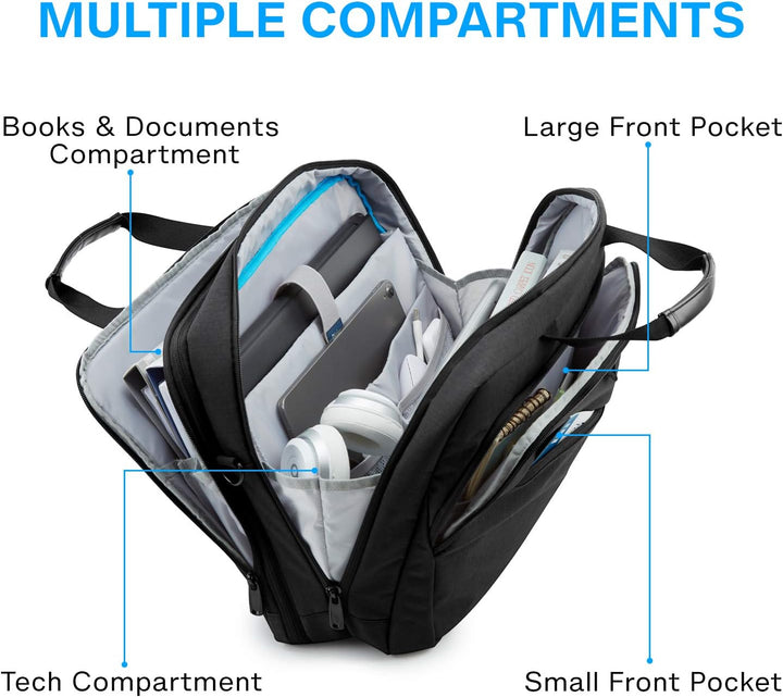 bagsmart 17,3-Zoll-Laptoptasche, Erweiterbare Aktentasche, Computertasche für Herren und Damen, Lapt