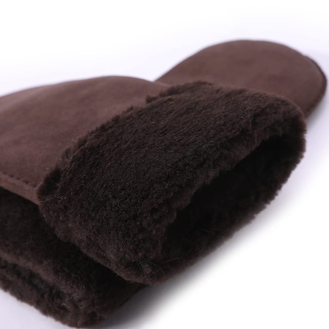 Harssidanzar Damen Fäustlinge,Winter Schaffell Lammfell beheizte warme pelzige Stulpenhandschuhe Led