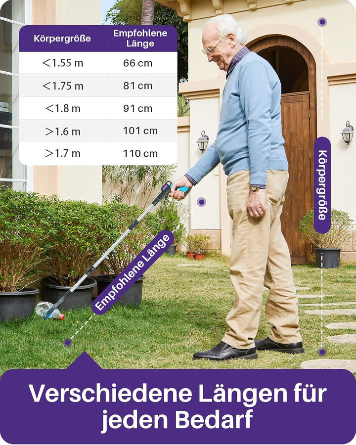 Kekoy Greifer für Senioren Testsieger 81cm Robuste Aluminium, Eisblau | Müllzange Greifzange Profi,