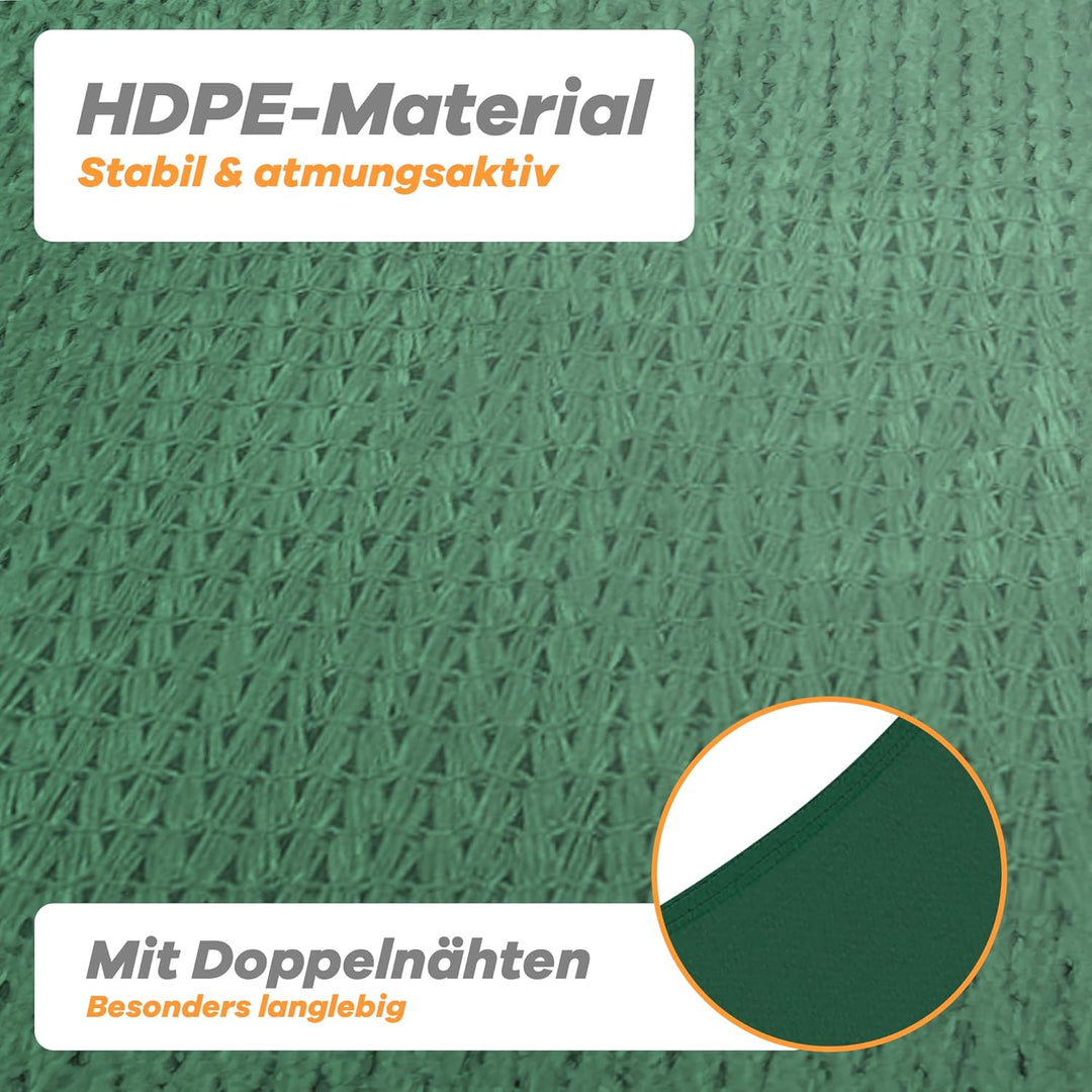 hanSe Sonnensegel rechteckig, Segeltuch Rechteck, 3x4m in Grün, aus HDPE Gewebe, wetterbeständig, mi