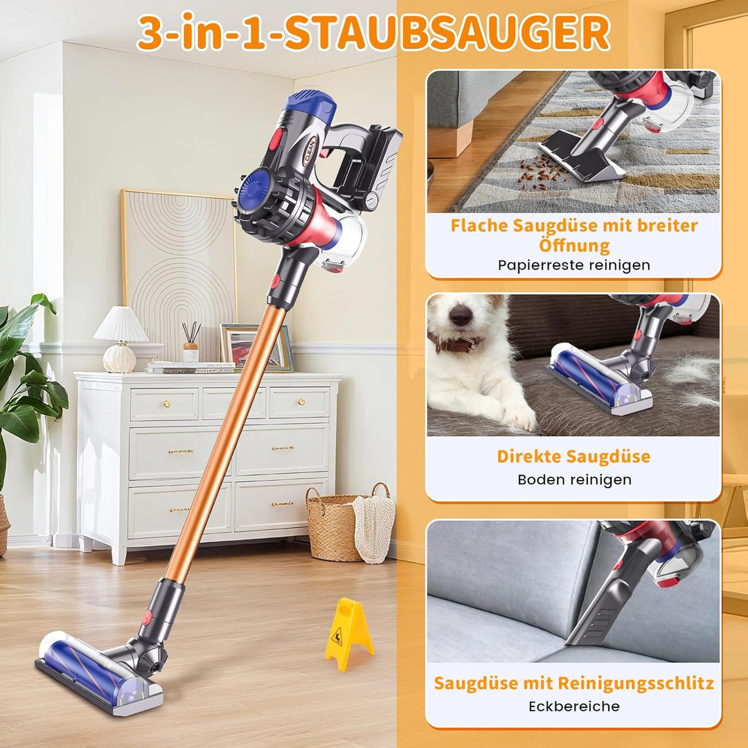 Spielzeug Staubsauger für Kinder, 3-in-1 Staubsauger Spielzeug Set, Realistischer Kinderstaubsauger