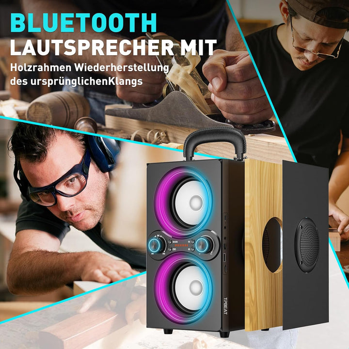 TPBEAT Bluetooth Lautsprecher, 80W Wireless Bluetooth Box Musikbox Gross, Bass Boost, with Licht, 10