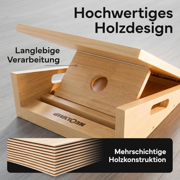 NEOLYMP Wadendehner Schrägbrett aus Holz – Wadendehnung mit 5 verstellbaren Winkeln bis 35° – Rutsch