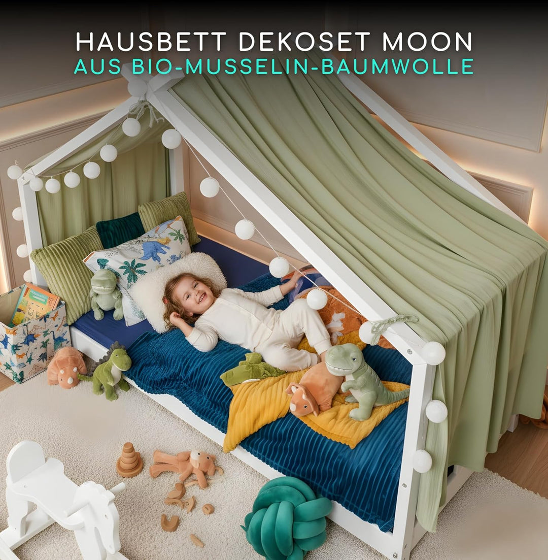 ALAVYA HOME® Betthimmel Moon 1 Stück 360 cm Hausbett Deko Set für Kinderzimmer Montessori Kinderbett
