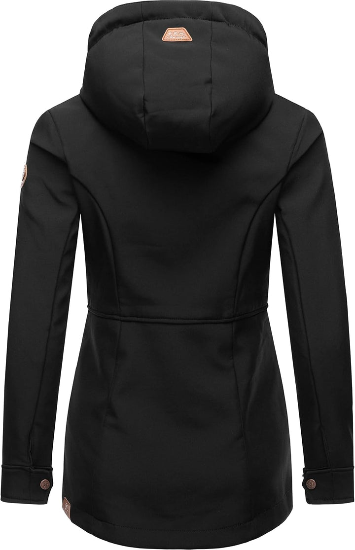 Ragwear Damen Übergangsjacke Softshelljacke wasserdicht atmungsaktiv mit Kapuze Yba XS-6XL 6XL Black