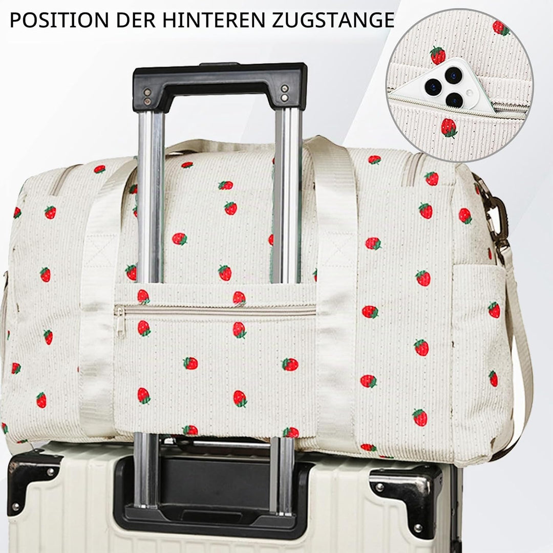 Reisetasche Damen, Sporttasche Damen mit Schuhfach, Nassfach and Kleine Geldbörse, Cord Schwimmtasch