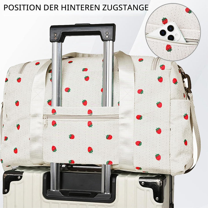 Reisetasche Damen, Sporttasche Damen mit Schuhfach, Nassfach and Kleine Geldbörse, Cord Schwimmtasch