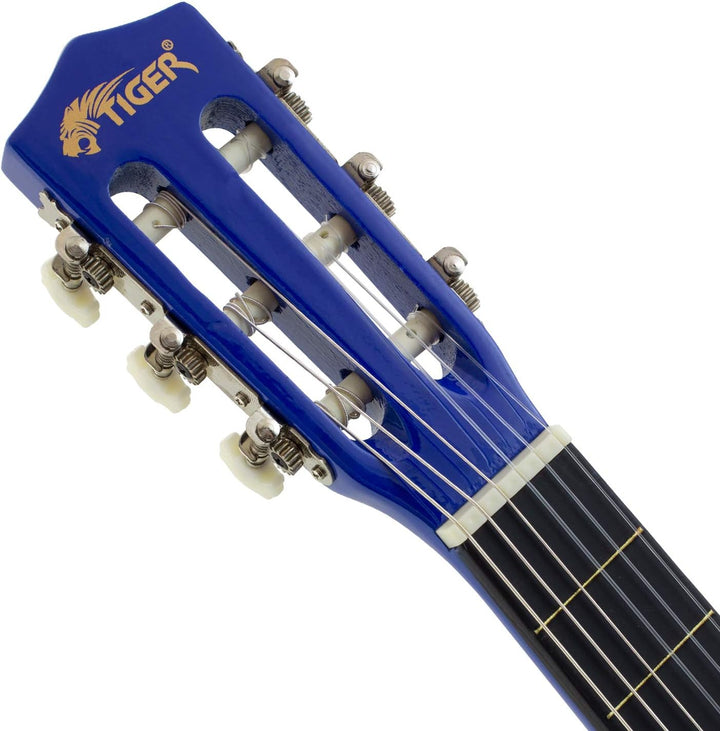 TIGER CLG6-BL Klassische Gitarre für Anfänger, 1/2 Grösse, im Set - inklusive Gigbag, Ersatz-Nylonsa