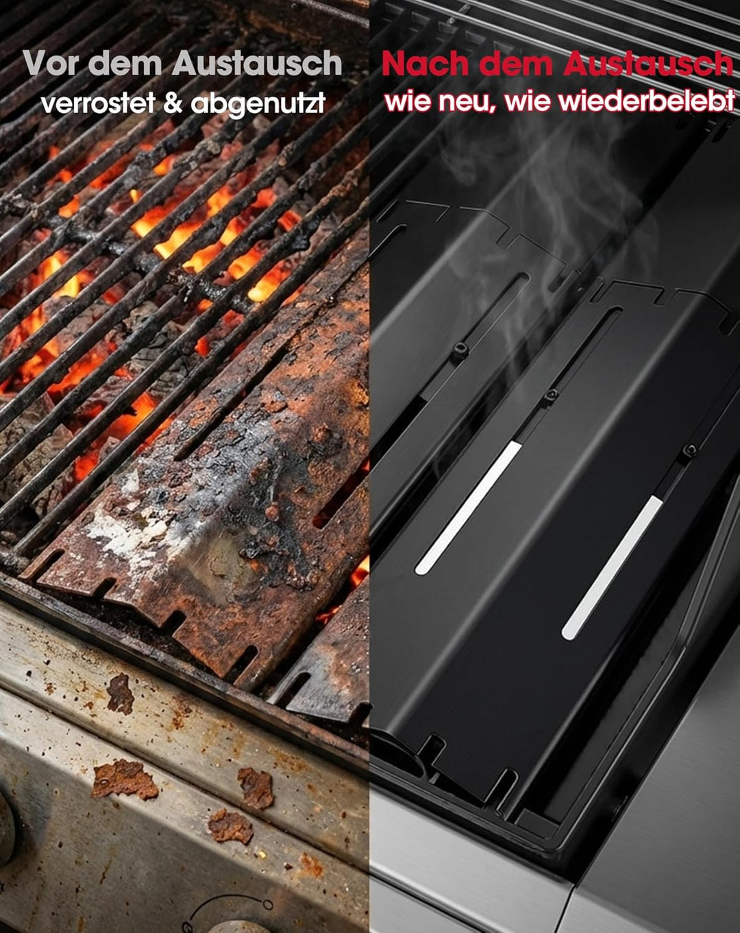 Unicook Grill Aromaschienen Ersatzteile, 30 bis 53cm Universal Flammenverteiler Ersatzteile, Einstel