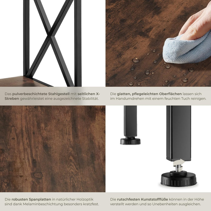 tectake® Industrial Möbel, Beistelltisch Holz und Metall, Schlafzimmer Nachttisch mit 2 Ebenen, Couc