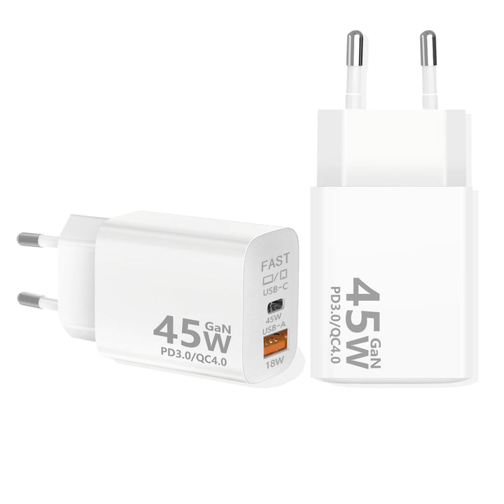 PYRODUM USB C Ladegerät 45W 2Er Pack, 2 Port Netzteil USB, PD 3.0 Schnellladegerät, Mehrfach Stecker