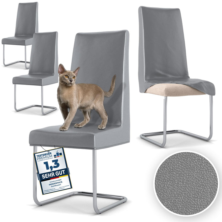 INNERSPACE Stuhlhussen Schwarz Grau Weiss 4er oder 6er Set | Blickdichte, Wasserabweisende, Elastisc