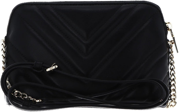 DKNY Women's Madison Dome Bag with Adjustable Chain Strap in Lamb Nappa Leather Crossbody, Black/Gol