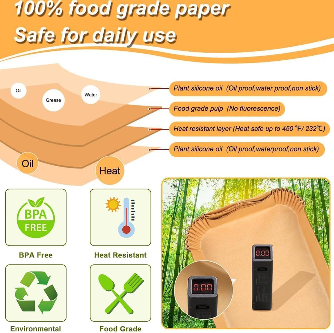 200 Stück Heissluftfritteuse Backpapier für Ninja CRISPi Tragbare Airfryer FN101EUGY, Backpapier für