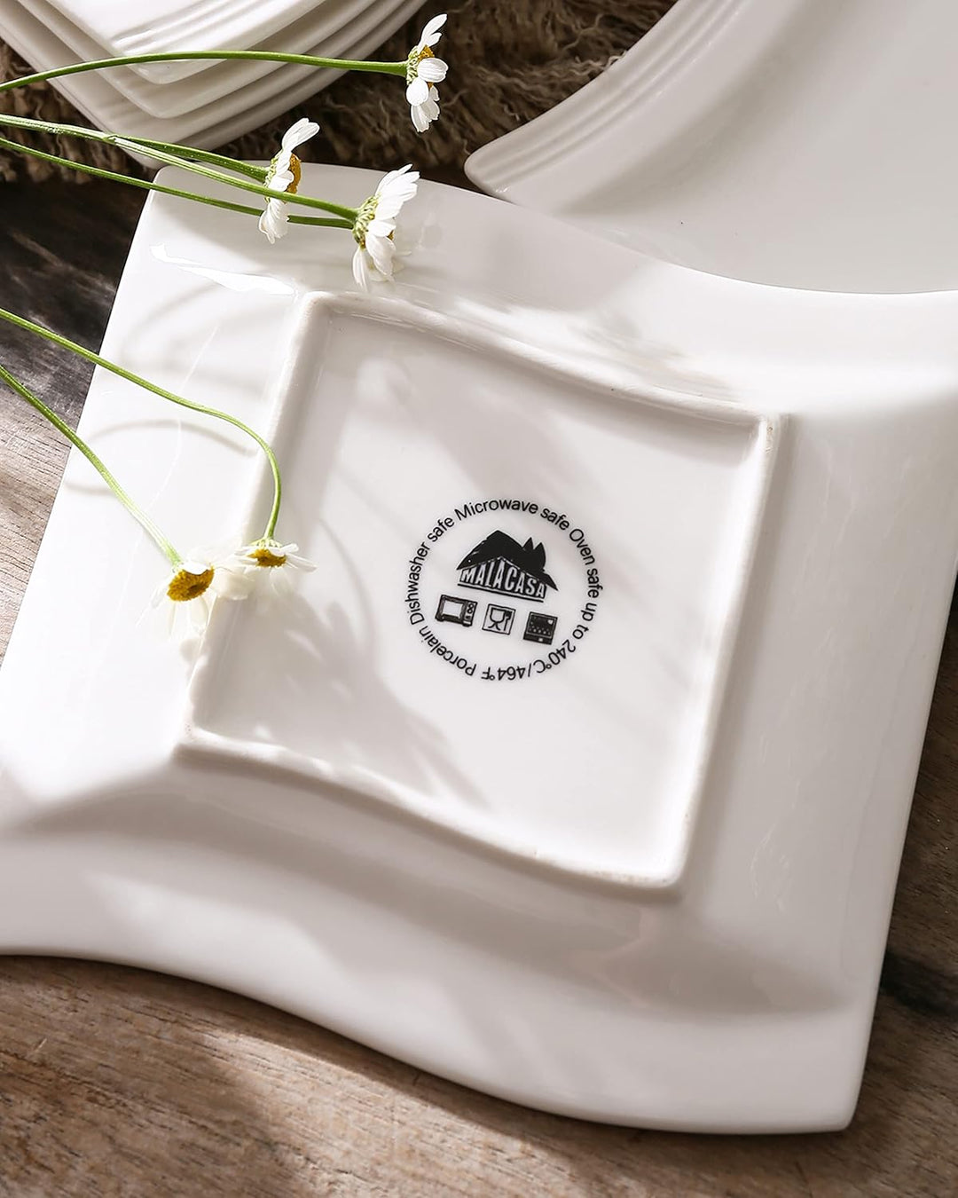 MALACASA, Serie Flora, 6 teilig Set CremeWeiss Porzellan Kuchenteller Dessertteller Frühstücksteller