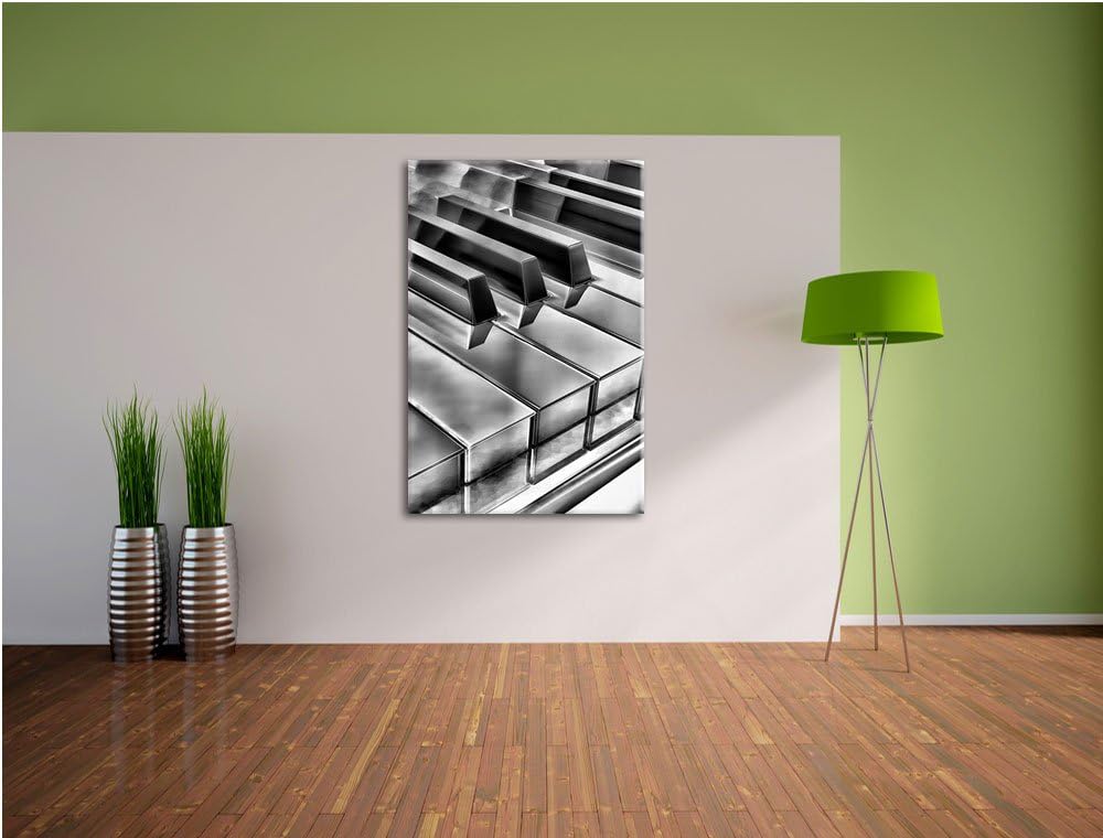 Monocrome, Klavier Tasten, Format: 100x70 auf Leinwand, XXL riesige Bilder fertig gerahmt mit Keilra